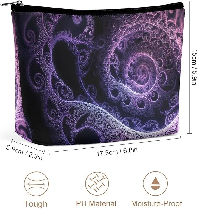 Fashion Zipper Cosmetic Case, Portable Makeup Case, Personality Toiletry Bag, Trippy Abstract Purple Tie Dye Travel Cosmetic Toiletry Bag