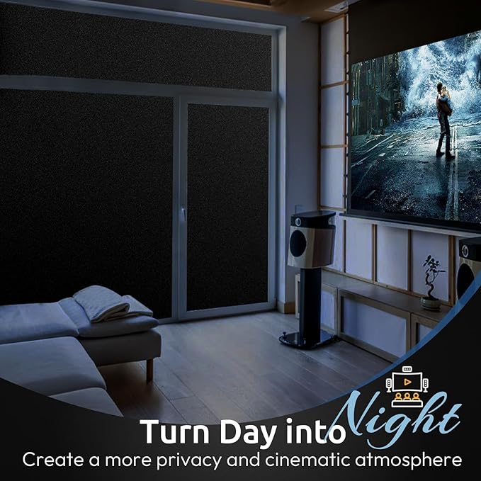 rabbitgoo Blackout Window Film, Sun Heat Blocking Privacy Cover for Glass, Removable Opaque Room Darkening Dark Black Out Window Covers Tint Shades for Home Day Sleep Light Blocker 35.4 x 78.7 Inches