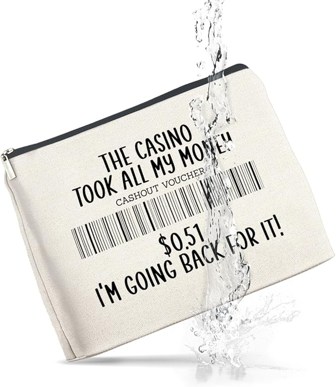 Funny Casino Lovers Makeup Bag Gambling Gifts for Gambler the Casino Took All My Money Cosmetic Bag Zipper Makeup Pouch