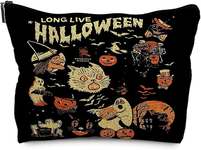 Halloween Witch Leather Makeup Bag, Halloween Gifts for Women, Witchy Gifts for Women, Witch Stuff, Long Live Halloween Makeup Pouch(PU)