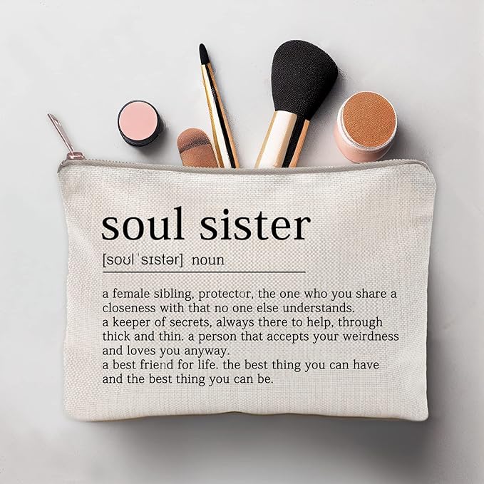 Soul Sister Makeup Case Gifts for Sister Cosmetic Bag Best Friend Toiletry Bag Gift Motivation Quotes Sister Birthday Gift (Soul Sister)