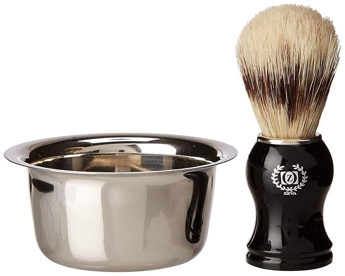 Men Wet Shave Kit 6 pcs Butterfly Opening Long Handle DE Safety Razor, Pure Badger Hair Brush, Shave Stand, Dopp Kit, Shave Soap, Stainless Steel Bowl and 10 Razor Blades Shaving Gift Set for Him
