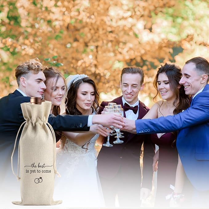 Engagement Wine Gift Bag Wedding Engaged Gifts for Newlyweds Couple Women Men Bridal Shower Gifts for Bride and Groom Pairs Well with Wedding Planning The Best Is Yet to Come Wine Bags
