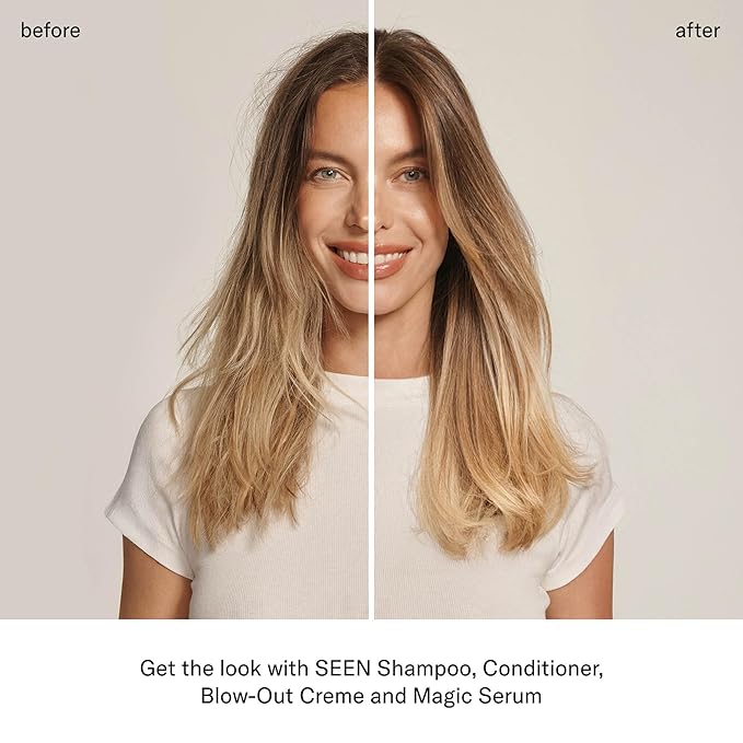 SEEN Blow-Out Creme, Fragrance Free - Non-Comedogenic & Formulated without Sulfates Blow Out Hair Cream- Reduces Frizz- Heat Protectant- Safe for Sensitive, Eczema & Acne Prone Skin