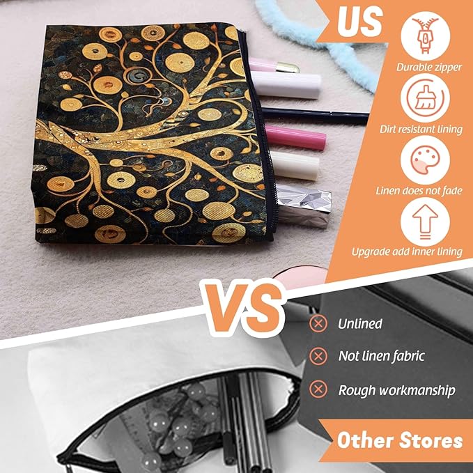 Cosmetic Bags Travel Makeup Toilet Case Waterproof Pouch for Women Girls 6.7X9.45inches - Celestial - Inspired Ornamental Tree