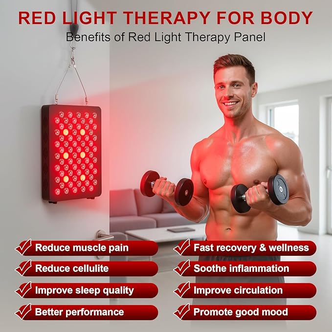 Red Light Therapy Panel for Face and Body - 600nm/660nm/810nm/850nm/940nm (70 LEDs 350W) Near Infrared Redlight Device with Timer, RC, Dual Chip for Improve Sleep, Skin Health, Pain Relief (Black)