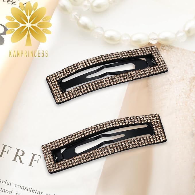 Rhinestone and Crystal Hair Clips 2-Pack, Sparkly Barrettes & Elegant Bling Accessories for Women & Girls(Set2)