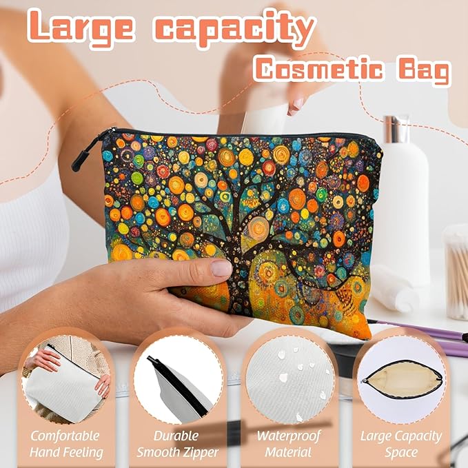 Cosmetic Bags Travel Makeup Toilet Case Waterproof Pouch for Women Girls 6.7X9.45inches - Whimsical Chromatic Arbor
