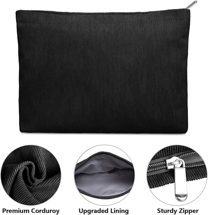 FITDON 2PCS Cosmetic Bags for Women Makeup Bag for Purse Small Corduroy Makeup Pouch Travel Make Up Bag with Zipper Toiletry Bag Organizer