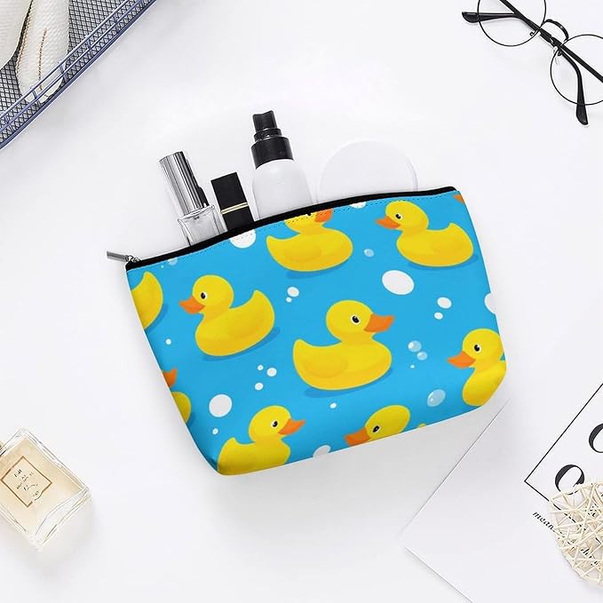 Women's Toiletry Bag, Travel Cosmetic Bag, Large Makeup Case, Yellow Rubber Duck Personality Fashion Zipper Cosmetic Case