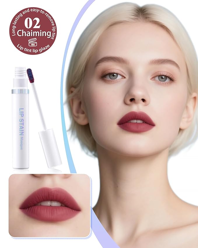 Lip Stain Masque Lip Liner Stain Long Lasting Waterproof Lip Tint Stain Semi-Permanent Lip Tattoo Transfer Proof Non-Drying Matte Finish Suitable for Women's Daily Lip Makeup