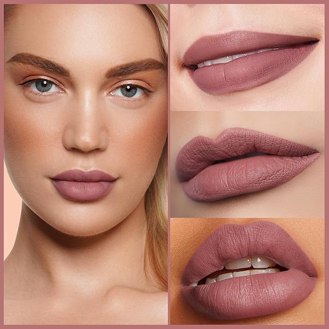 Oulac Matte Liquid Pink Nude Lipstick for Women 3PCS, Pink Nude Lip Stain Long Lasting Waterproof, No Transfer, Creamy High Pigmented Formula with Rose Oil, Vegan & Cruelty-Free (M16+M19+M24)