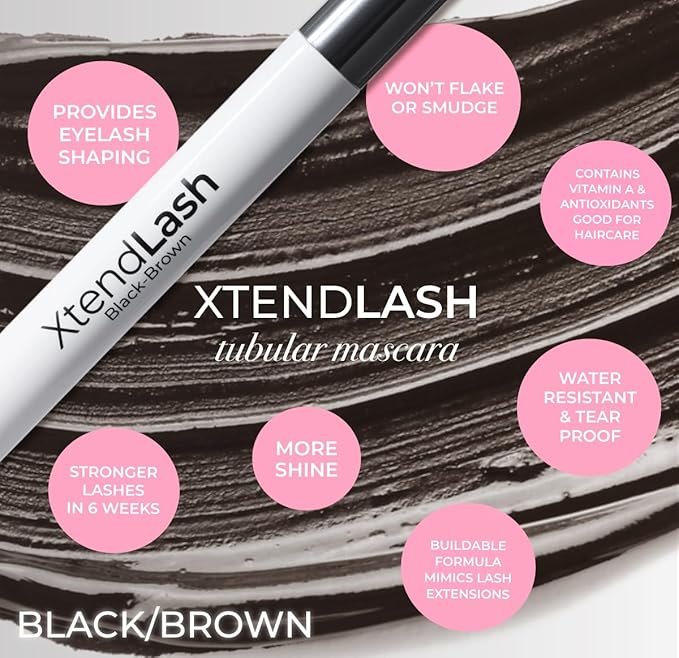MCoBeauty - Xtendlash Tubing Mascara - Award Winning Black-Brown Mascara for Lifted, Defined Lashes - Richly Pigmented - Smudge Proof, Buildable Formula - Eye Makeup