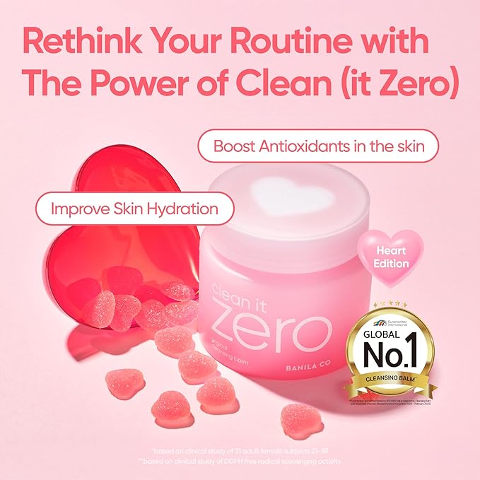 BANILA CO Clean it Zero Original Cleansing Balm Heart Edition | Korean Makeup Remover, Cleansing Oil, Cleanser for All Skin Types | Vegan | Made with Acerola Berry & Vitamin C (180ml / 6.08 fl.oz)