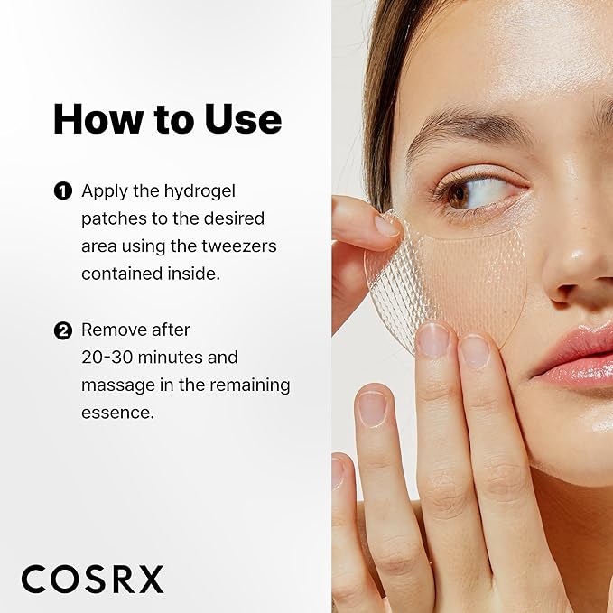 COSRX Advanced Snail Hydrogel Eye Patch (60pc), Gel Serum Mask, Puffy Undereye Treament, Fine Lines, Refresh, Hydrate, Korean Skin Care, Stocking Stuffers for Women