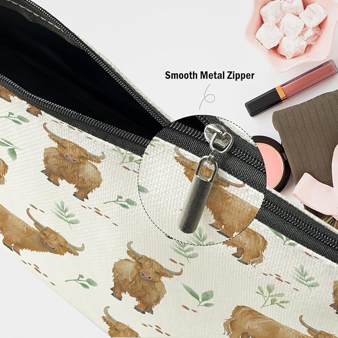 Cow Gifts, Cow Print Stuff Western Makeup Bag, Cosmetic Bag Travel Pouch, Graduation Birthday for Women Girls Daughter Sisters Coworker Best Friend Western Stuff