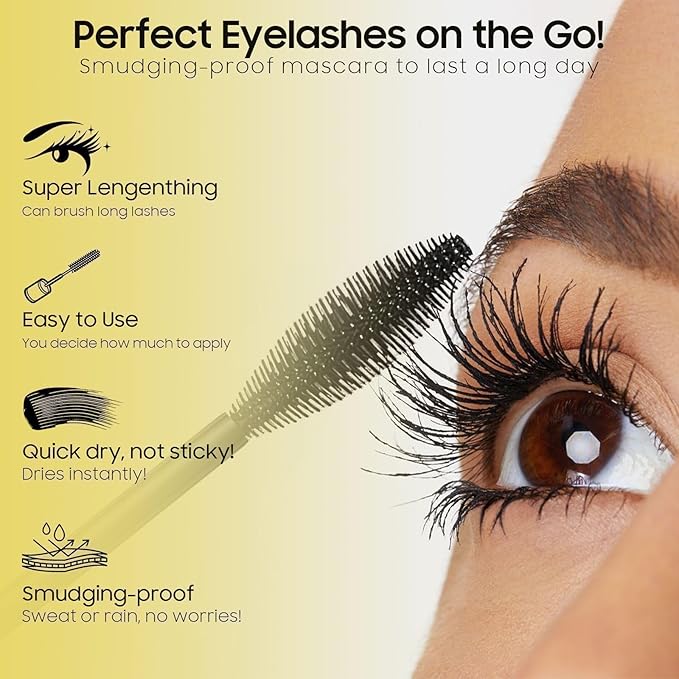 Waterproof Mascara Black, Mascara Volume and Length, Defining, Curling, Multiplying, Buildable Formula No Clumping for a Charming Curling Eye Makeup