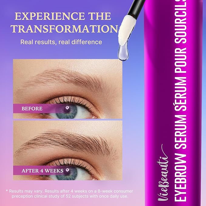 VieBeauti Eyebrow Growth Serum: Eyebrow Serum to Grow Brows with Advanced Formula to Boost Longer Fuller and Thicker Looking Eyebrows 3mL