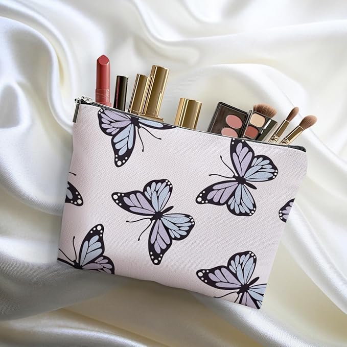 Purple Butterfly Makeup Bag Cosmetic Bag Butterfly Gifts for Women Girls Friend Niece Daughter Butterflies Lovers Gifts Travel Organizer Zipper Pouch Graduation Birthday Friendship Gifts
