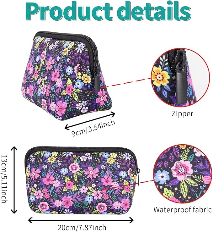Cosmetic Bag Waterproof Neoprene Zipper Pouch Travel Portable Toiletry Makeup Bags Organizer Case for Women and Girls