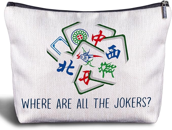 Mahjong Gifts Cosmetic Bag - Mahjong Makeup Bag Women's Zippered Bag, Friendship Gifts for Mahjong Lover- B