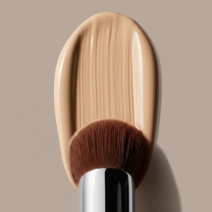 Lamora Makeup Brush Foundation Kabuki - Flat Top Face Brush for Liquid, Cream, and Powder Cosmetics - Full Coverage Blending, Buffing, Stippling, Contouring