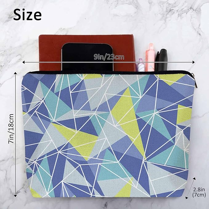 Woman Makeup Bag Triangle, Geometric Stripe Triangle Makeup Bags Travel Cosmetic Bags Toiletry Makeup Organizer Pencil Pouch Make Up Cosmetic Bag For Owners Lady Birthday Gifts