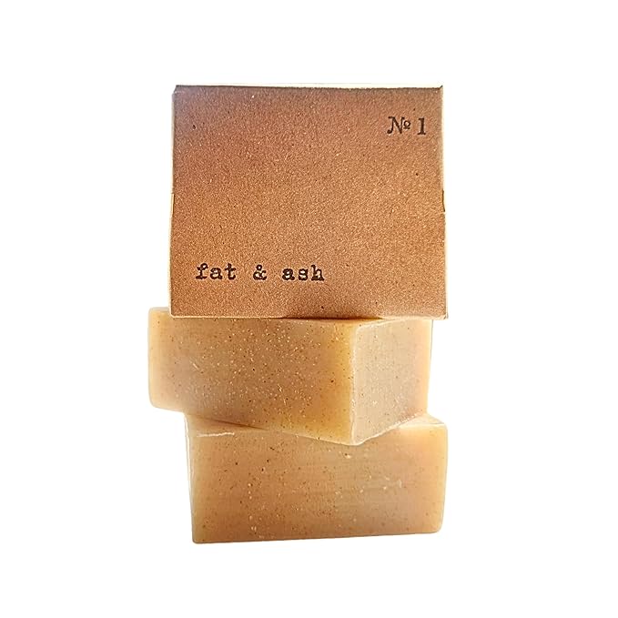 fat & ash Beef Tallow Soap Bar (2 Pack) - VERY SIMPLE INGREDIENTS - Organic and Moisturizing - Handmade in USA - Family Recipe - Long-Lasting, All-Natural, For Dry Skin