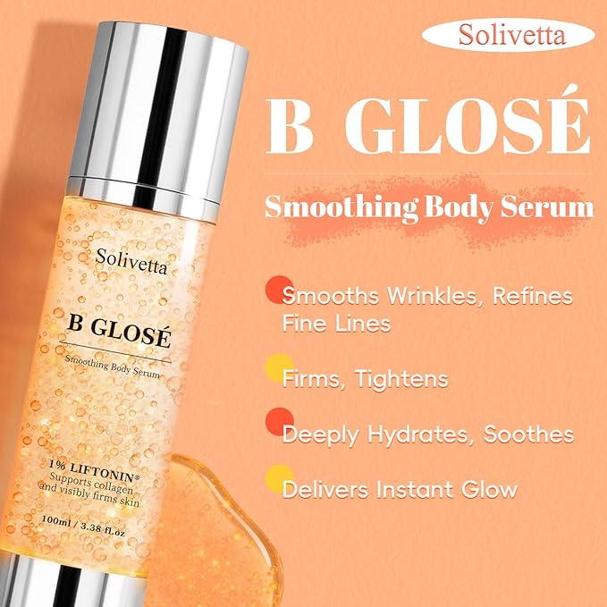 B Glosé Body Serum for Wrinkles – Anti-Aging Smoothing & Firming Glossy Serum with LIFTONIN®, Peptides & Collagen, Hydrating & Tightening Formula 100 ML
