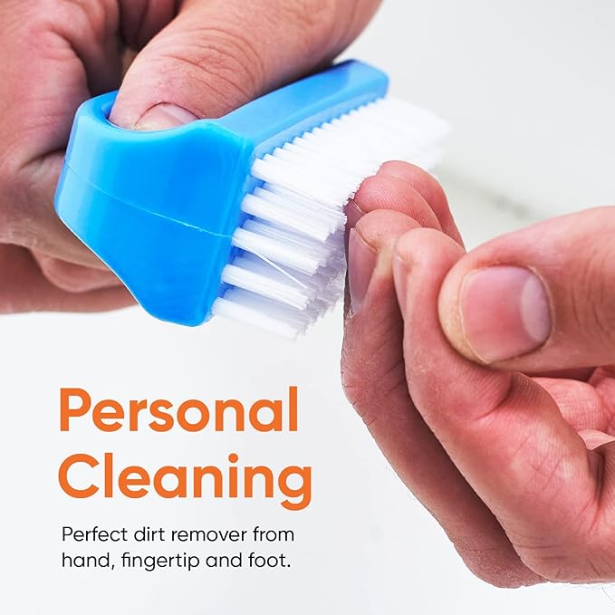 Superio Nail Brush Cleaner with Handle (6 Pack) Durable Scrub Brush to Clean Toes and Fingernails, All Purpose Hand Scrubber Cleaning Brush - Stiff Bristles, Easy to Use (6-Pack)