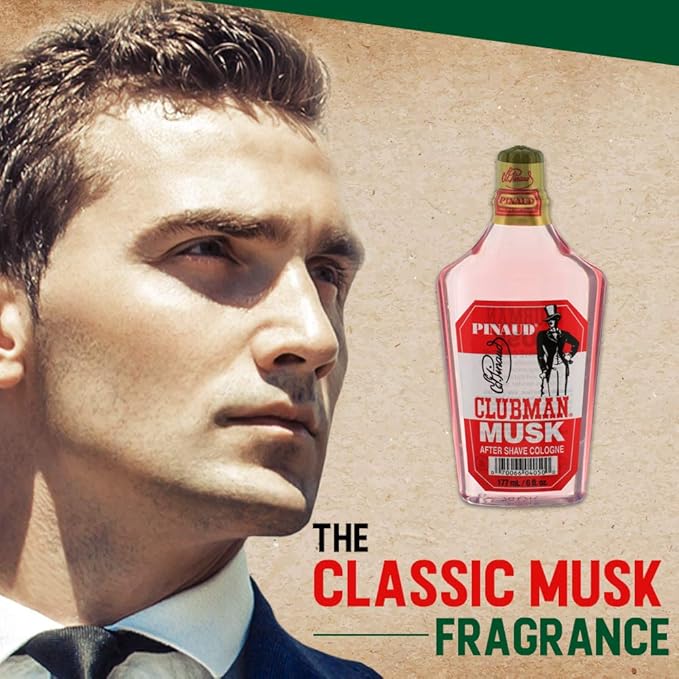 Clubman Pinaud Musk After Shave Cologne – Refreshing Aftershave for Men Cologne for Smooth Skin, 6 oz