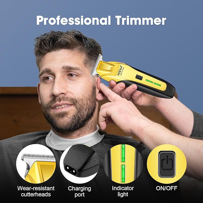 HIENA PRO Professional Barber Kit Hair Clippers Set for Men, Hair Cutting Set, Rechargeable Cordless Clippers and Trimmers Set, Hair Cutting Kit with LED Display, USB Charging, Gifts for Men