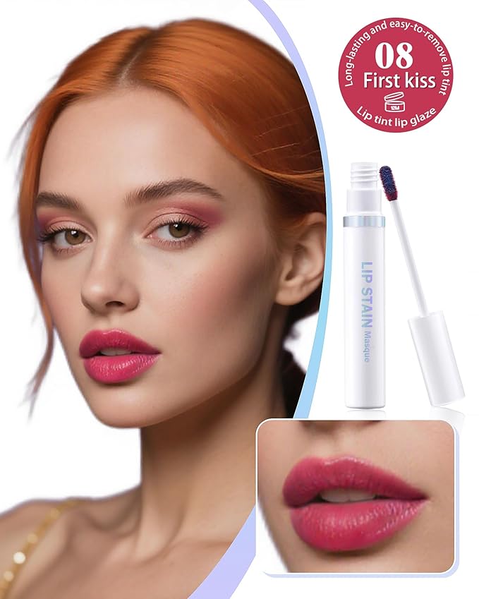 Lip Stain Masque Lip Liner Stain Long Lasting Waterproof Lip Tint Stain Semi-Permanent Lip Tattoo Transfer Proof Non-Drying Matte Finish Suitable for Women's Daily Lip Makeup