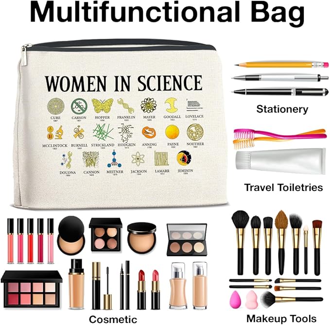 Makeup Bag Gifts for Science Teachers Science Lovers Woman in Science Cosmetic Bag Zipper Makeup Pouch