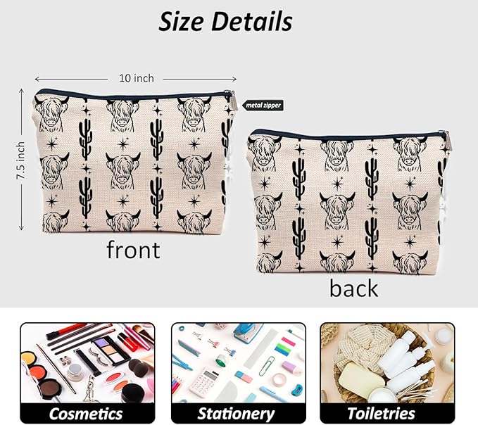 IWXYI Western Bag,Western Gifts for Women,Western Cow Makeup Bags With Zipper,Western Cow Make Up Bag Zipper Pouch Travel Toiletry