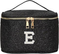 EURYNOME Makeup Bag with Custom Letter E, Water-Resistant Travel Organizer Pouch, (8.3x5.1x5.1 Inch) Cosmetic Case for Women
