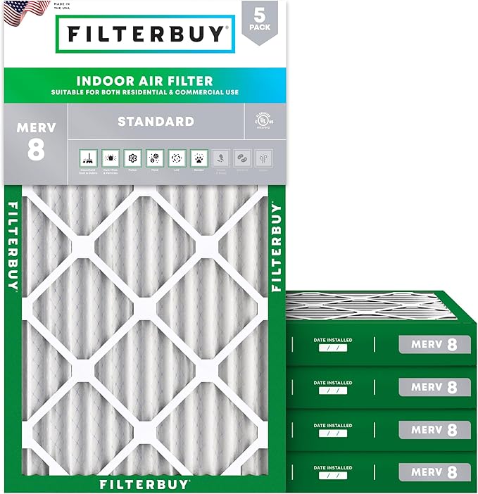 Filterbuy 14x30x2 Air Filter MERV 8 Essential Dust & Allergy Defense, by Filterbuy
