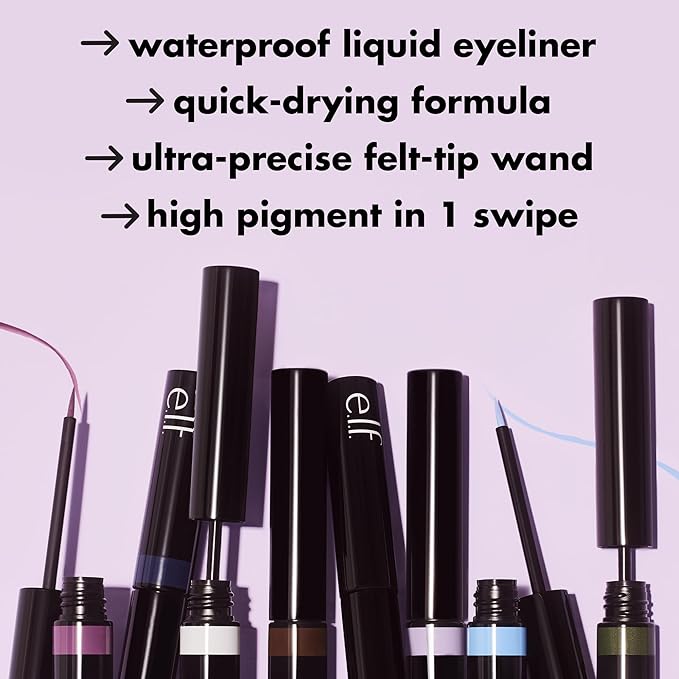 e.l.f. H2O Proof Inkwell Eyeliner Pen, High-pigment, Waterproof Liquid Eyeliner, Delivers A Matte Finish, Vegan & Cruelty-free, Caffeinated
