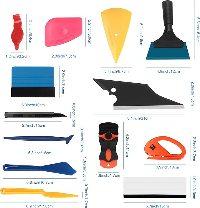 19 PCS Car Window Film Tint Tool Kit,Custom Toolset Automotive Tint Tool Kit,Vinyl Wrap Tools for Car Tinting,Includes Squeegees,Felt Squeegees,and Required Installation Accessories