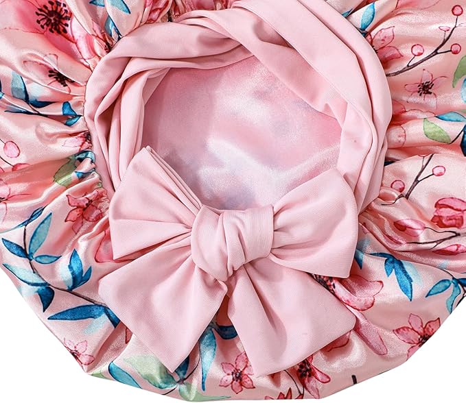 GDTOGRT Satin Silk Bonnet for Sleeping Women - Double Layer Sleep Hair Bonnets Caps for Curly Braid Hair with Tie Band