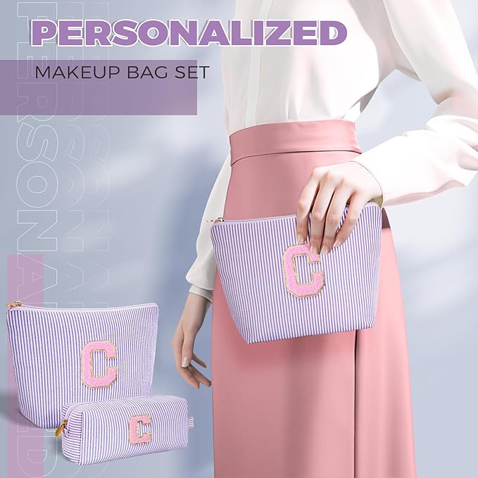 Customized Mothers Day Gifts - Birthday Gift for Mom,Gifts From Daughter,Mother in Law Gifts,Mama Gift Idea,Makeup Bag Set Cosmetic Bag - Lavender,C