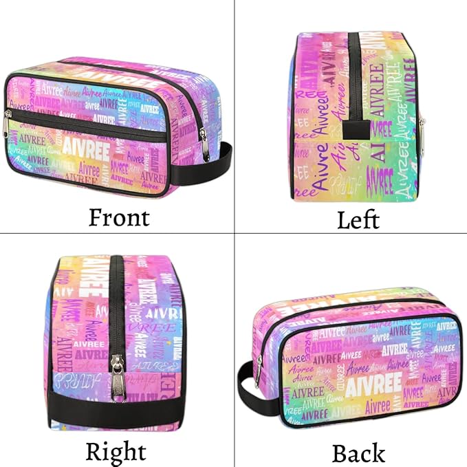 Custom Travel Toiletry Bag for Women, Large Makeup Bag, Cosmetic Bag, Comestic Essentials for Women, Colorful Pink Watercolor