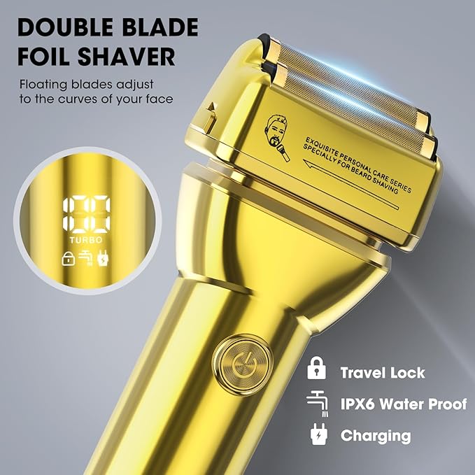 Professional Hair Clippers for Men, Barber Clippers and Trimmers Set, Foil Shavers for Men, 4 in 1 Cordless Hair Clippers Set Hair Cutting Kit Barber kit with LED Display