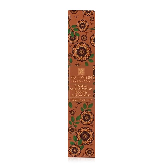 SPA CEYLON Sensual Sandalwood Body and Pillow Mist | Soothing Skin Care Spray with Organic Sandalwood, Vetiver & Witch Hazel | Vegan & Cruelty-Free for Bedtime Ritual