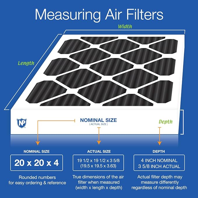 Nordic Pure 20x20x4 Pure Carbon Pleated Odor Reduction Merv 8 Furnace Filters 2 - Image 2