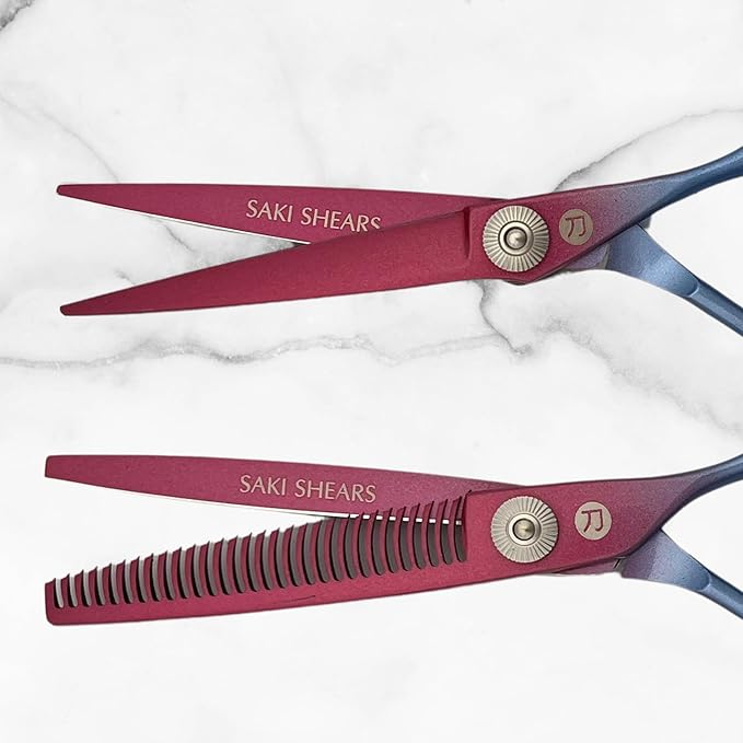 6 Inch Hair Shears Set - Rainbow Color Hair Cutting Scissors and Texturizing Shears - 440C Stainless Steel With Titanium Coating - Convex Blades for Wet or Dry Hair