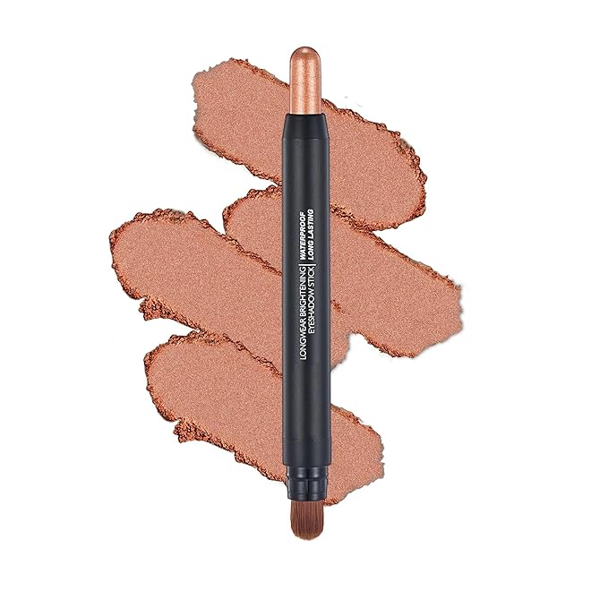 Chocolate Brown Dual Ended Eyeshadow Stick 12 Colors Matte and Shimmer Waterproof Long Lasting Creamy Eyeshadow Pencil for Smokey Eye Natural Everyday Makeup