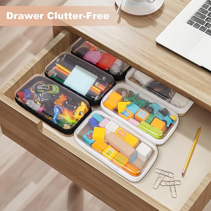 3pcs Clear Hard Shell Zipper Case, Transparent Hard Plastic Zipper Pouches, Portable Travel Organizer, Clear Toiletry Bag, Craft and Arts Organizer, Toy Storage Bins, Stackable Hard Side Plastic Case