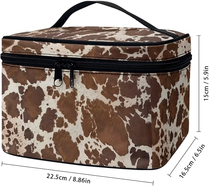 JoyLamoria Cosmetic Bag Toiletry Bag Zipper Closure Pouch Durable Makeup Bag Travel Case with Brown Leopard Print