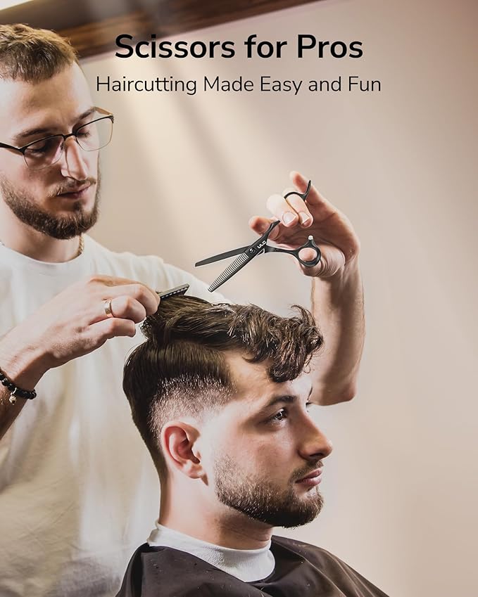 ULG Texturizing Shears – Professional Stainless Steel, Ergonomic Offset Handles, Teflon Coated, Deer Tooth Blades for Precise Thinning and Layering, Ideal for Stylists and Barbers